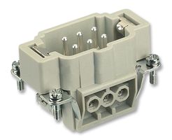 0933 006 2601 - Heavy Duty Connector, 6+PE Signal, Han E, Insert, 7 Contacts, 6B, Plug, Screw Pin
