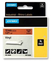 18435 - Coloured Vinyl Label Tape - 12mm x 5.5m Black on Orange