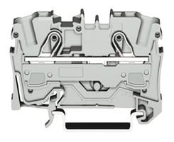 2006-1201 - 2 Conduct Through Terminal Block, Push in Cage Clamp, 35mm DIN Rail Mount, 20AWG to 8AWG, 800V, 41A, Grey