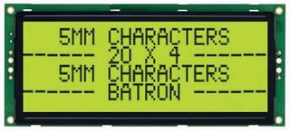 BTHQ42005VSS-STF-LED04 - Alphanumeric LCD, 20 x 4, Black on Yellow / Green, 5V, Parallel, English, Japanese, Transflective