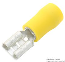FDD5-250 - Yellow 6.3mm x 0.8 Female Push On Crimp Terminal, 100 Pack