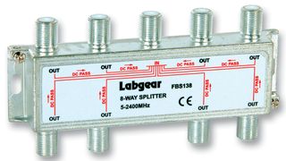 FBS138 - Broadband 8-Way Compact Splitter Power Pass All Ports 5-2400MHz