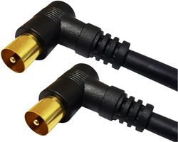 AE0106 - Right Angled Coaxial Fly Lead, Male to Male, 2m Black