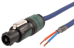 102-448 - 4 Pole Speakon Male to Bare Ends Lead, 3m Blue