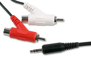 PSG00201 - 3.5mm Stereo Jack Plug to 2x Stackable Phono (RCA) Plugs Lead, 1.5m Black