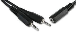 PSG00489 - 2x 3.5mm Stereo Jack Plugs to 3.5mm Socket Lead, 0.5m Black