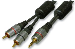 PSG02866 - 3.5mm Stereo Jack Plug to 2x Phono (RCA) Plugs Lead, 3m Black