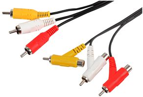 PSG00275 - 3x Phono (RCA) Male to 3x (Stackable) Phono Male Lead, 2m Black