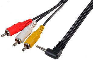 PSG00676 - 3.5mm 4 Pole Jack Plug to 3x Phono (RCA) Plugs Lead, 2m Black
