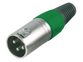 PSG01313 - 3 Pole XLR Plug with Green Coloured Strain Relief