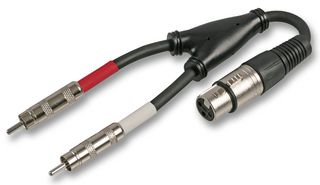 PLS00208 - 3 Pin XLR Female to 2x Phono (RCA) Stereo Male Lead, 250mm Black