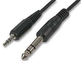 PSG03421 - 3.5mm to 6.35mm (1/4") Stereo Jack Plug to Plug Lead, 250mm Black