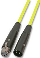 G033H - 3 Pin XLR Male to Female Mic Lead, 6m Fluorescent Yellow