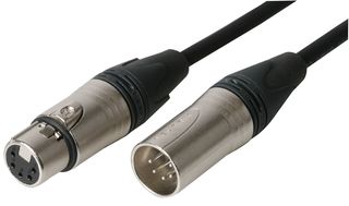 401-024-001 - 5 Pin XLR Male to Female DMX Lead, 2m Black