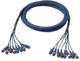 FL65300 - 8 Way Phono (RCA) Male to Male Loom, 3m Blue