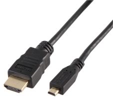 PSG03806 - HDMI Lead with Ethernet, A Male to Micro D Male, Gold Plated Contacts, 1m Black