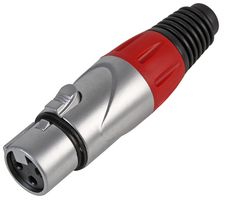 PLS000453 - XLR Socket, Silver / Red 3 Pole