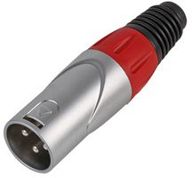 PLS000454 - XLR Plug, Silver / Red 3 Pole