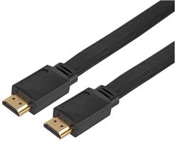 PSG91300 - High Speed 4K UHD HDMI Lead, Male to Male, Low Profile Flat Cable, Gold Plated, 10m Black