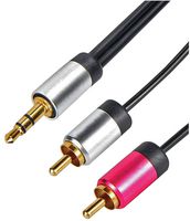J3.5-2RA-5 - 3.5mm Stereo Jack Plug to 2x Phono (RCA) Plugs Lead, 5m Black