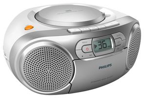 AZ127/12 - Portable CD Boombox with Dynamic Bass Boost, Silver