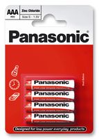 R03REL/4BP - Red Zinc Carbon AAA Batteries, 4 Pack