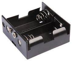 MP000310 - 2x D Battery Holder Black Coil Spring Contact, Snap Fit