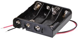 MP006847 - 4x AAA Battery Holder Coil Spring Contact, Flat Wired Leads 150mm