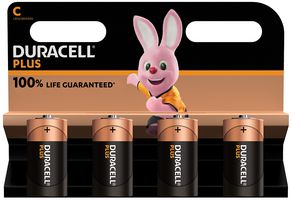 DURACELL PLUS POWER C 4PK - Plus Power C Alkaline Batteries, 4 Pack