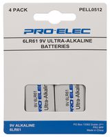 PELL0512 - 9V PP3 Ultra Alkaline Batteries, 4 Pack