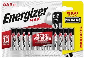 E301539300 - AAA Alkaline Max Batteries, 16 Maxi Pack
