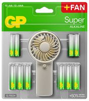 Super Alkaline AA & AAA Battery Summer Bundle with Free Fan, 12+12 Pack