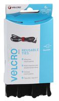 60388 - VELCRO® Brand ONE-WRAP® Reusable Ties - 12mm x 20cm Black, 6 Pack
