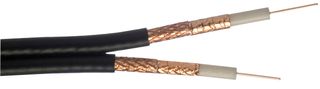 WF 65 CU/CU BLACK 50M - WF65 Twin Coaxial Cable with Copper Braid Black 50m Reel