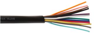 MP002322 - 7-1-12A 12-Core Unscreened Cable, 0.1mm, Black, 25m