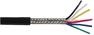 PPB0142 - 16-2-6C 6-Core Screened Cable, 0.2mm, 100m, Black