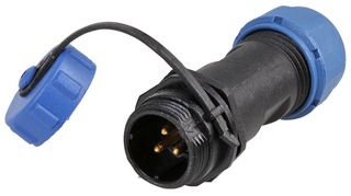PELR0129 - Circular Threaded Connector Inline Plug, 3-Pole, 5-8mm, IP68