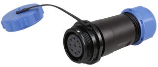 PELR0182 - Circular Threaded Connector Inline Socket, 9-Pole, 7-12mm, IP68
