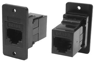 CP30623X - RJ11 Socket to RJ11 Socket Slim Feedthrough Connector, 2.5mm Plain Holes, Plastic, Black