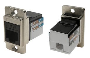CP30727M - Dual Entry Slim RJ45 Cat6 to IDC Feedthrough Connector, Nickel Frame, CSK Holes