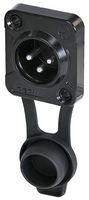 RRX3M-Z-001-0 - 3 Pole Front Panel Mount XLR Plug, D Size, IP65, Black, Tin Plated Contacts
