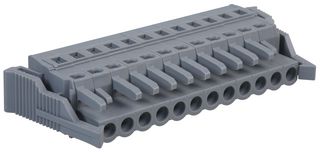 231-112/037-000 - Pluggable Terminal Socket Connector with CAGE CLAMP Actuation, Lateral Locking Levers, 12 Way, 5mm Pitch, Grey