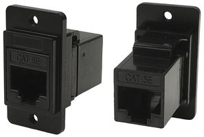 CP30720MB3 - Dual Entry RJ45 Cat5e Socket to RJ45 Cat5e Socket Slim Feedthrough Connector, Black M3 Holes, Metal