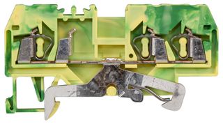 280-687 - 3 Conduct Ground Terminal Block, 35mm DIN Rail, Cage Clamp, 28AWG to 12AWG