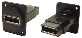CP30233X - DisplayPort Socket to DisplayPort Socket Feedthrough Coupler, Black, 2.5mm Plain Holes