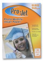 PROJET G26020 - Glossy Photo Paper, 20 Sheets - A4 Size, 260gsm