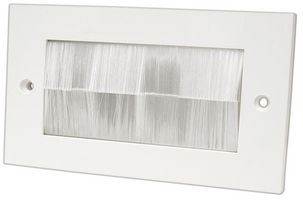 SX6005W - Double Gang Brush Plate, White Frame / Transparent White Brush