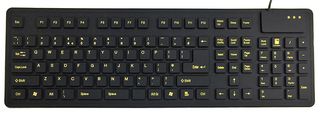 KYB-WP127-V2-VIS - Flexible Sealed IP54 USB & PS/2 Keyboard, Black