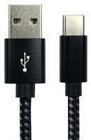 NLMOB-941BDBK - Braided USB-A Plug to USB-C Plug USB 2.0 Lead, 1m Black