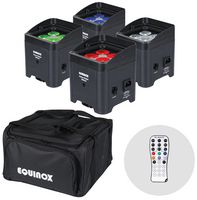 EQLED039 - 4x24W LED Portable Wireless Uplighter RGBW Bundle, Black
